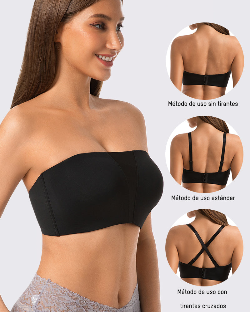 Sujetador Bandeau Sin Tirantes Antideslizante de Cobertura Total