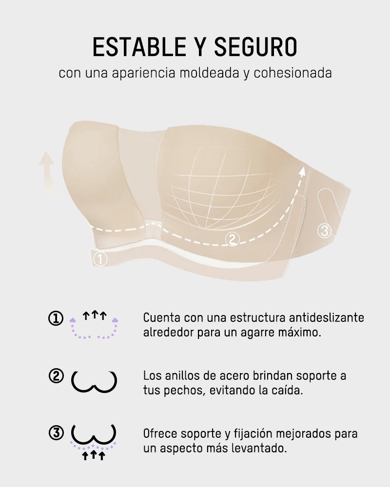 Sujetador Bandeau Sin Tirantes Antideslizante de Cobertura Total