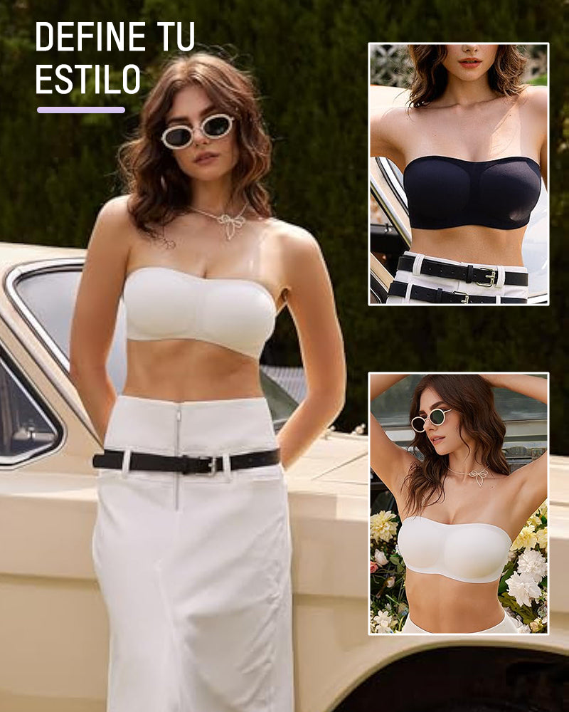 Sujetador Bandeau Sin Tirantes, Sin Aros y Con Almohadillas
