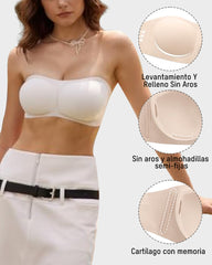 Sujetador Bandeau Sin Tirantes, Sin Aros y Con Almohadillas