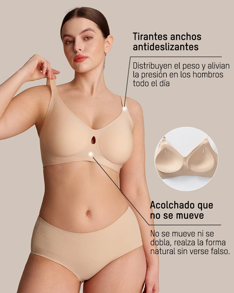 Sujetador Invisible con Levantamiento de Gel y Diseño Hueco de Gota de Agua Transpirable