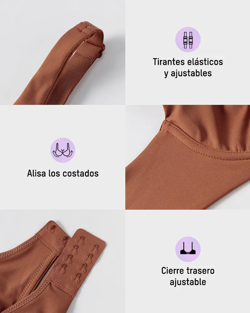Sujetador Balconette Invisible con Aros, Sin Relleno Ideal para Escotes Bajos y Cuellos Cuadrados