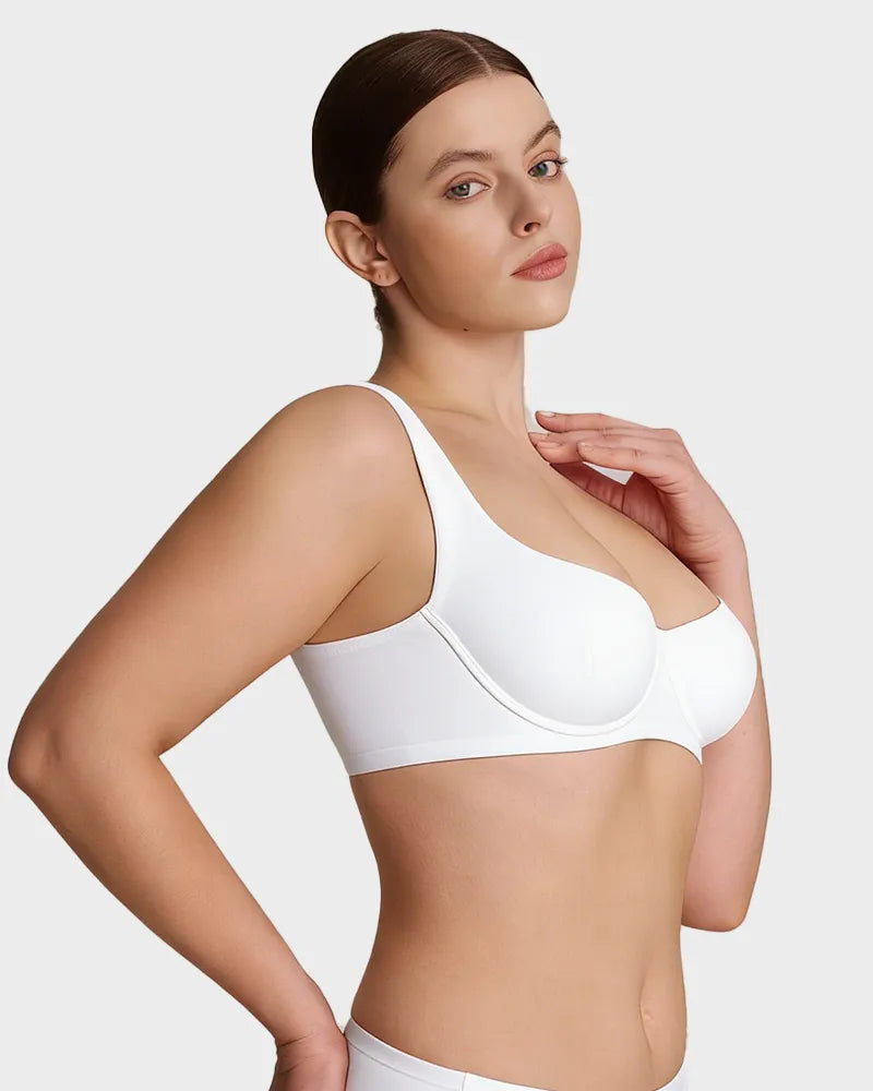 Sujetador Balconette Invisible con Aros, Sin Relleno Ideal para Escotes Bajos y Cuellos Cuadrados