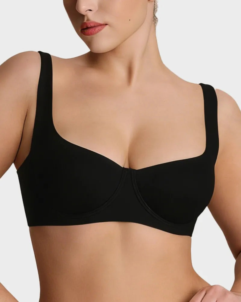 Sujetador Balconette Invisible con Aros, Sin Relleno Ideal para Escotes Bajos y Cuellos Cuadrados