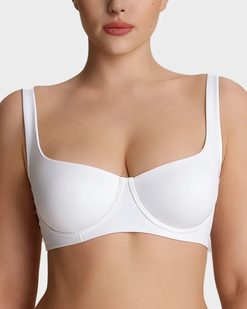 Sujetador Balconette Invisible con Aros, Sin Relleno Ideal para Escotes Bajos y Cuellos Cuadrados