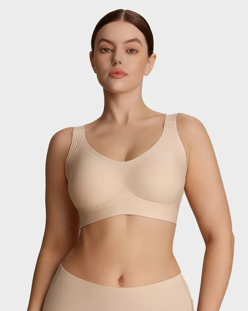 Brasier sin varilla con soporte firme, push up natural para busto grande