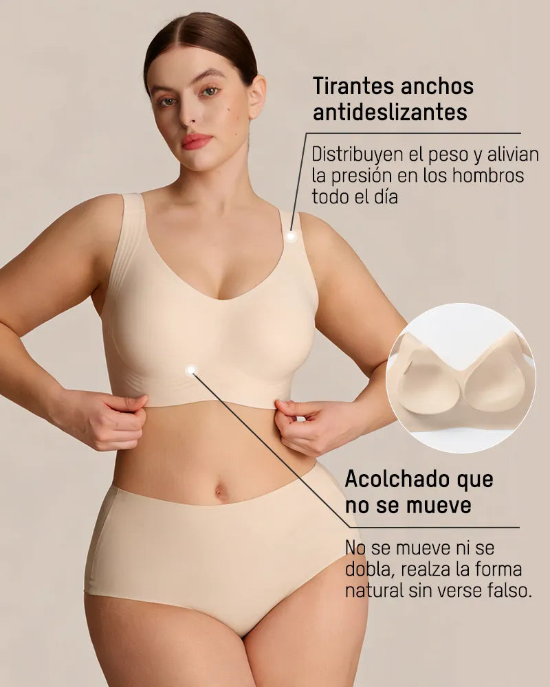 Brasier sin varilla con soporte firme, push up natural para busto grande