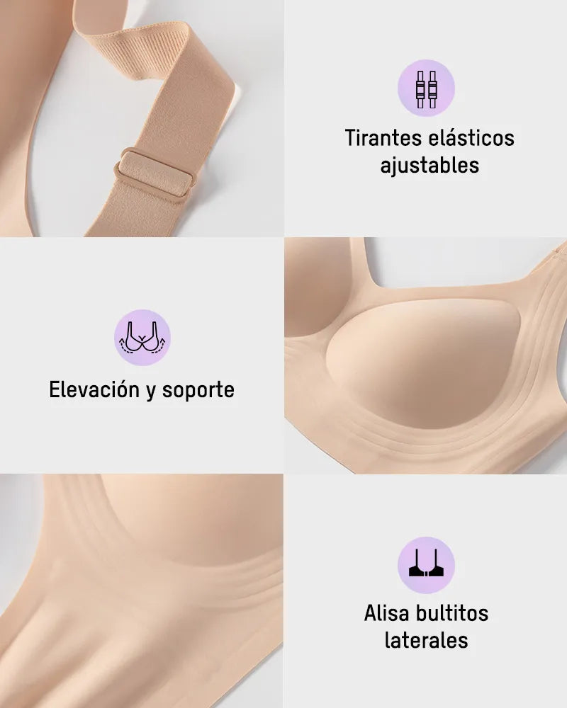 Brasier sin varilla con soporte firme, push up natural para busto grande