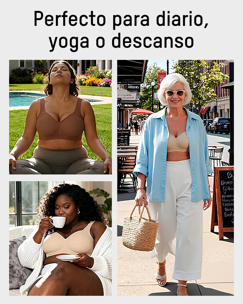 Brasier sin varilla con soporte firme, push up natural para busto grande