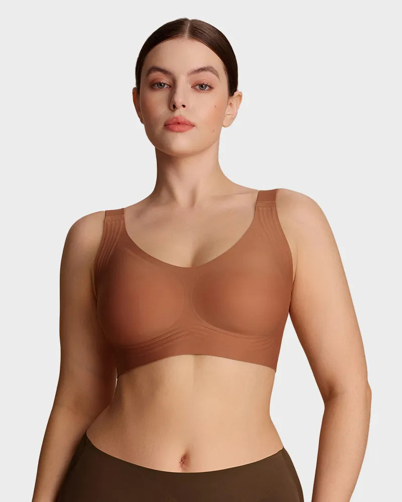 Brasier sin varilla con soporte firme, push up natural para busto grande