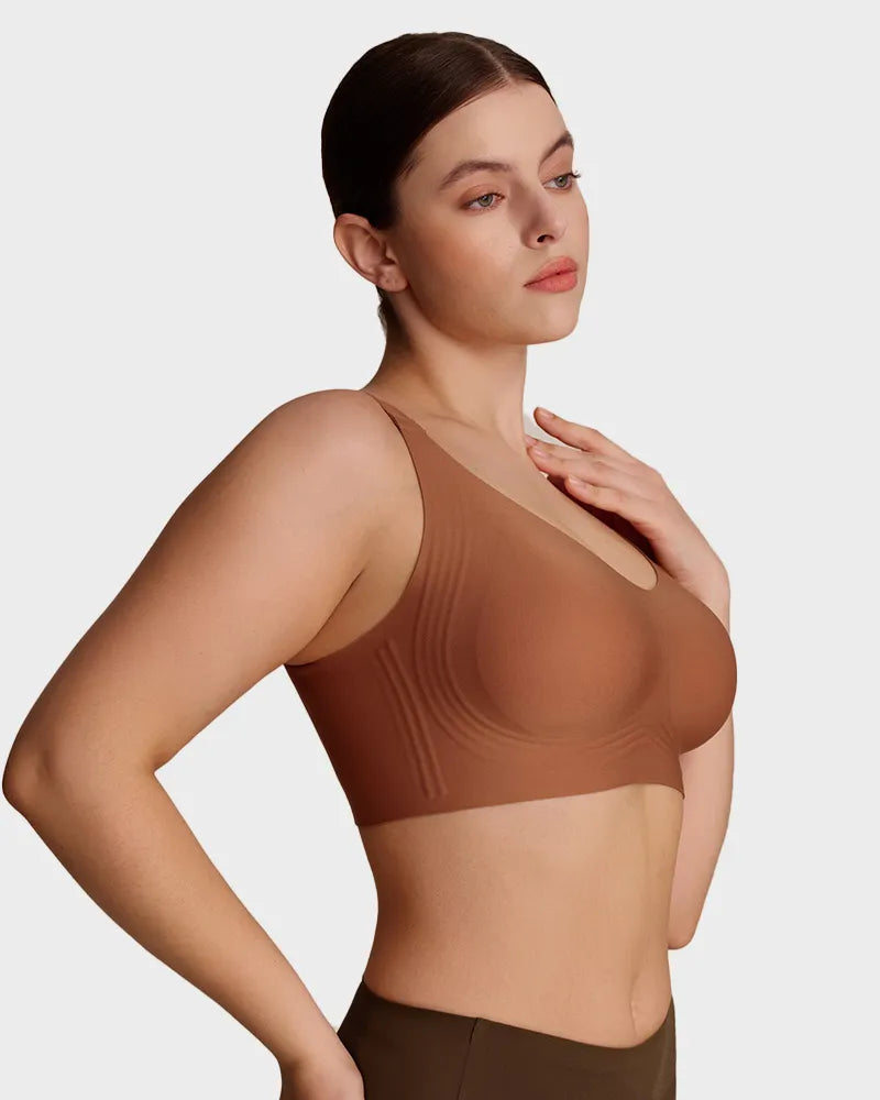 Brasier sin varilla con soporte firme, push up natural para busto grande