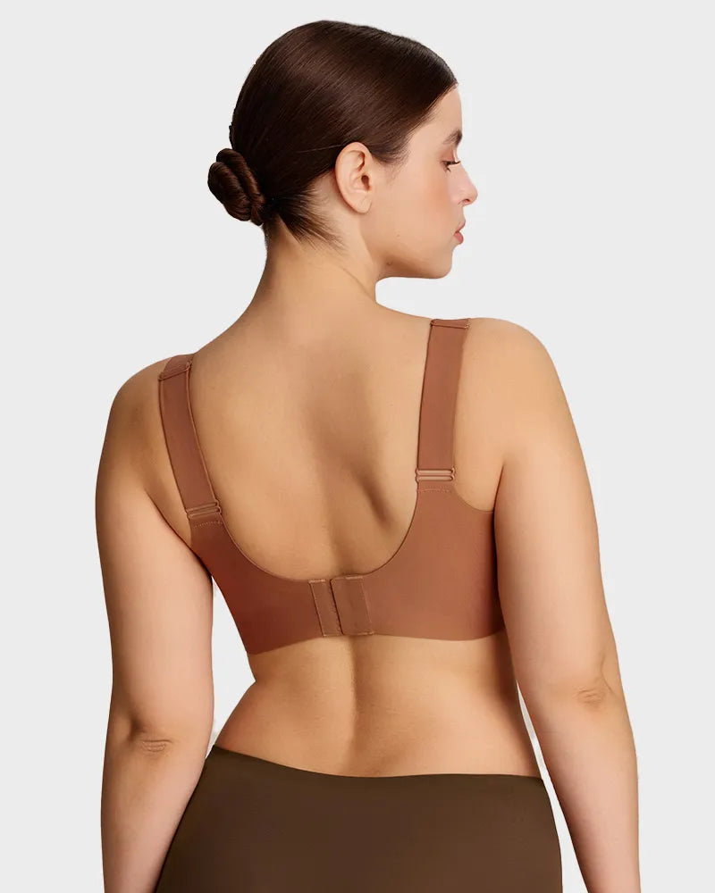 Brasier sin varilla con soporte firme, push up natural para busto grande