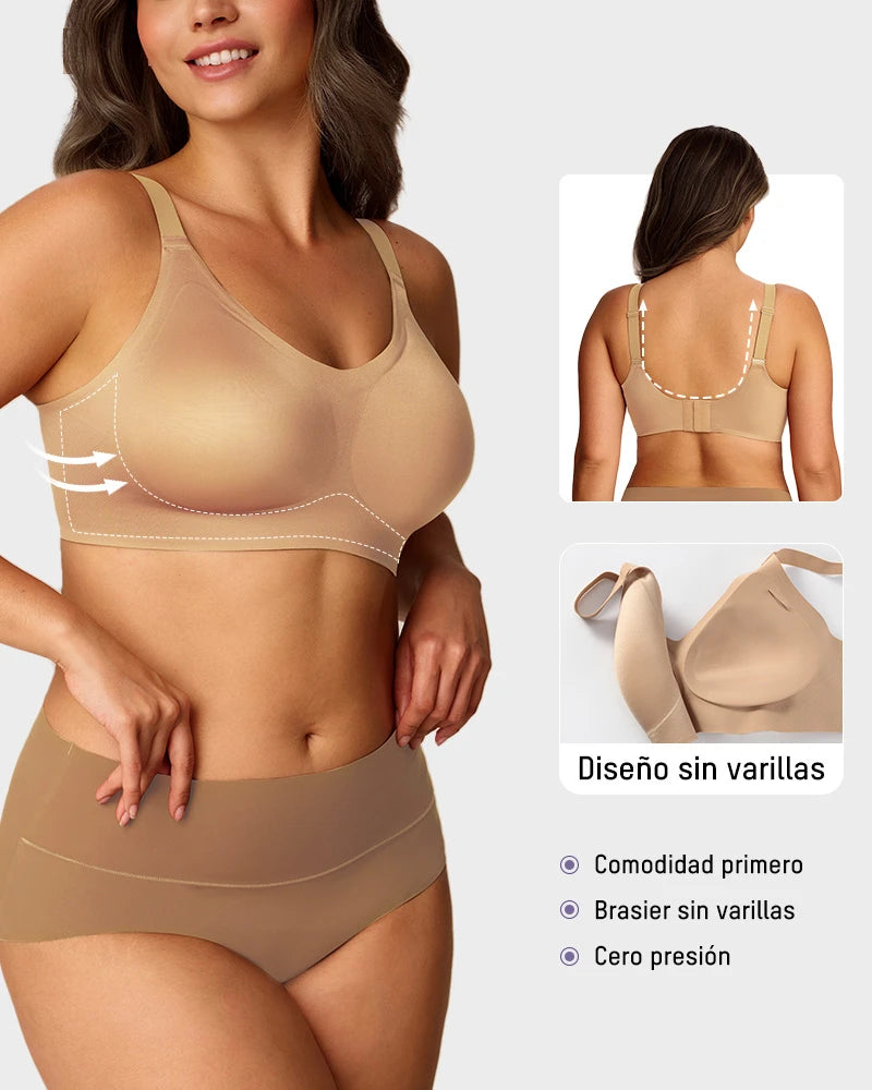 Brasier de satín de lujo sin varilla y sin costuras con soporte