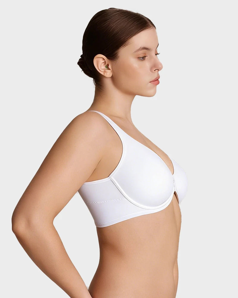 Brasier con Cierre Frontal, Aros Acolchados y Cobertura Total que Moldea y Suaviza la Espalda