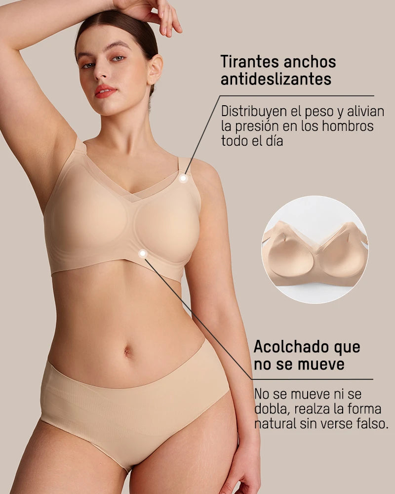 Sujeta Senos Sin Aros para Mujer con Malla - Sujetador Cómodo y Soporte