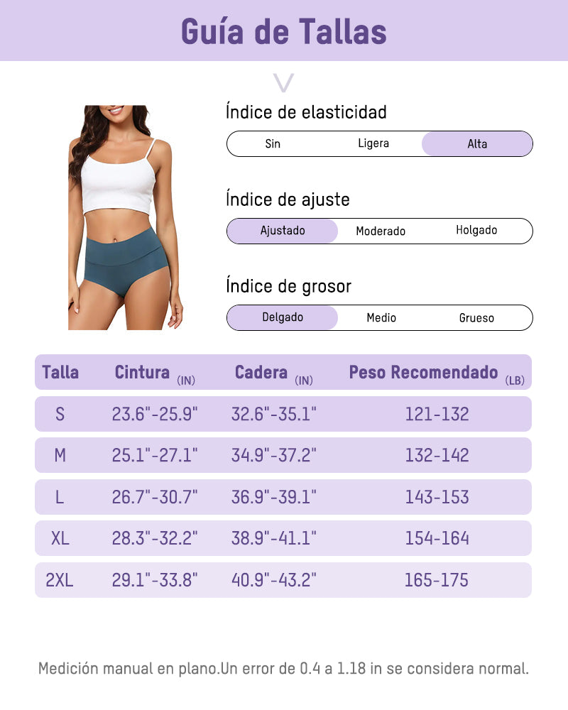 Paquete de 6 Panties Cómodos Sin Costuras de Cintura Alta