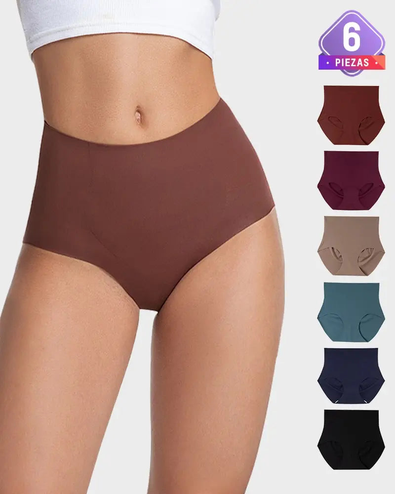 Pack de 6 Panties sin Costuras de Cintura Alta con Efecto Moldeador Ligero