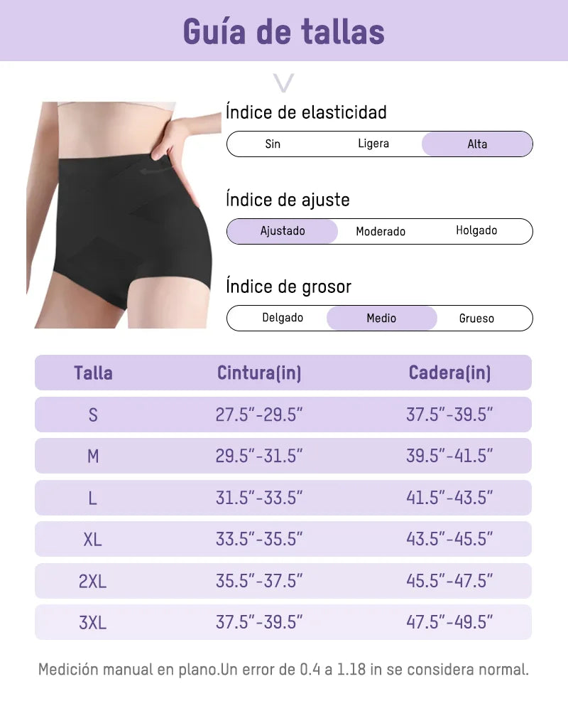 Paquete de 6 panties de cintura alta efecto faja con compresión cruzada