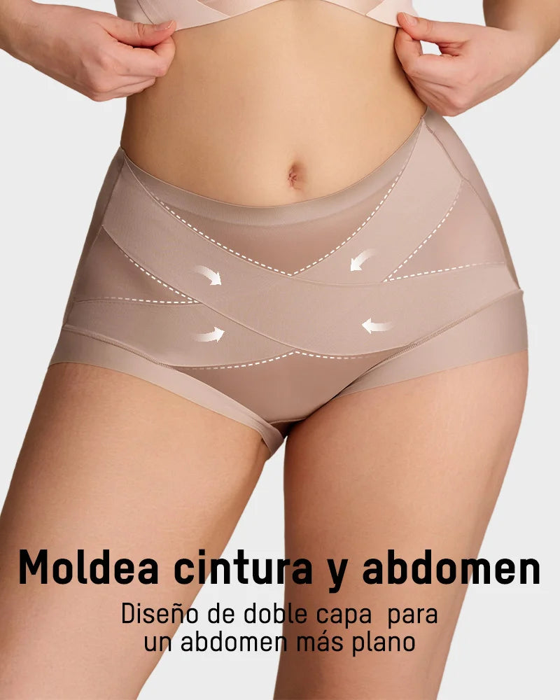 Paquete de 6 panties de cintura alta efecto faja con compresión cruzada