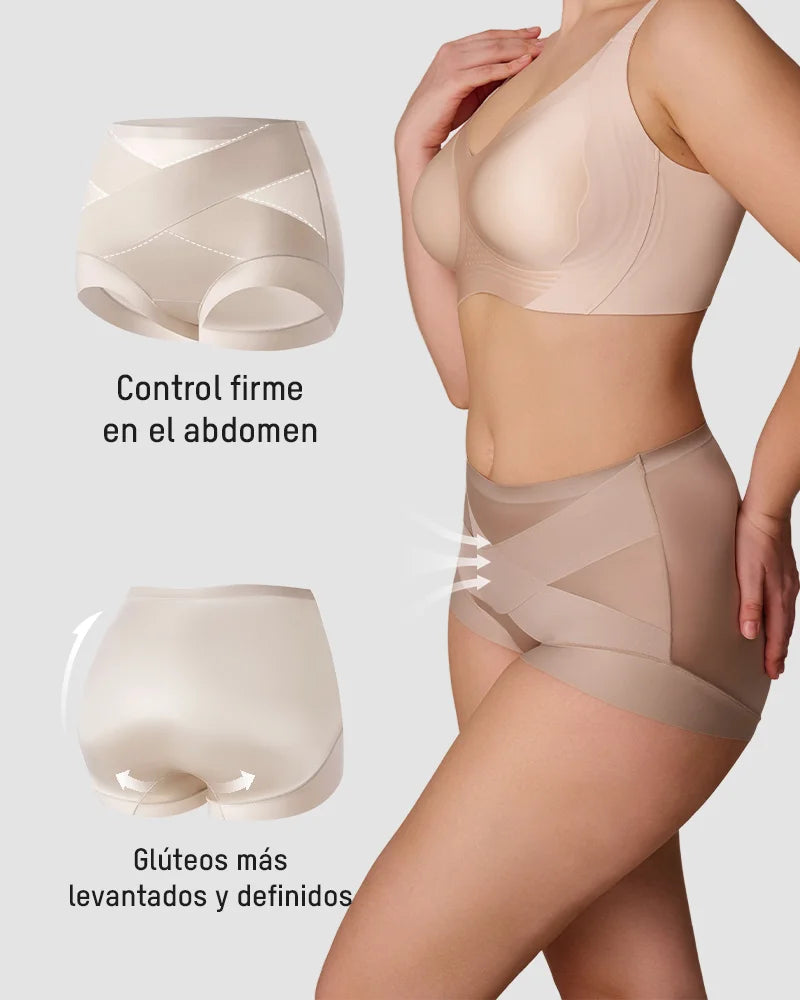 Paquete de 6 panties de cintura alta efecto faja con compresión cruzada