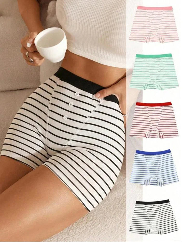 Paquete de 5 panties boyshorts a rayas, suaves y transpirables