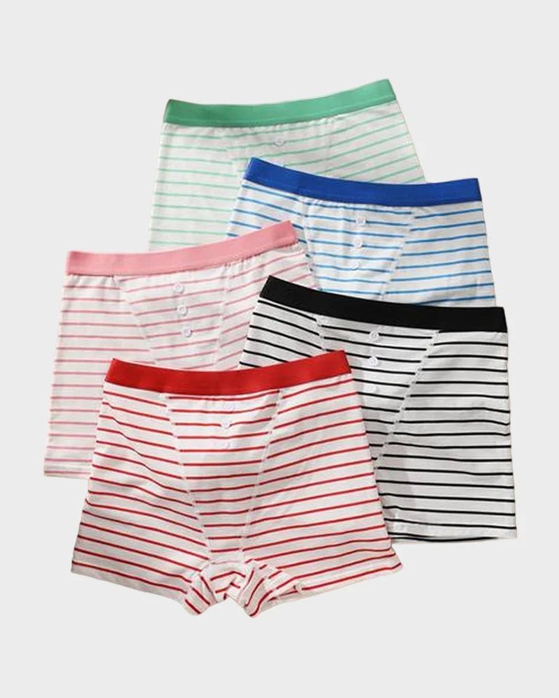 Paquete de 5 panties boyshorts a rayas, suaves y transpirables