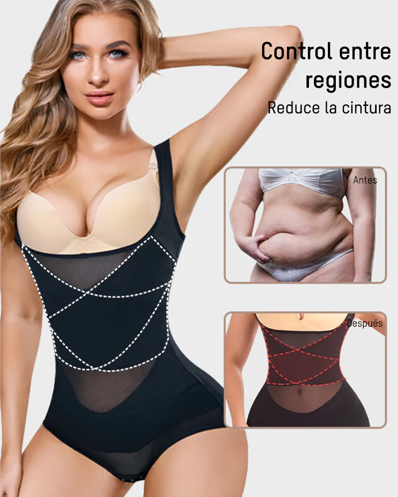 Moldeador de Cuerpo con Compresión Cruzada y Escote Abierto