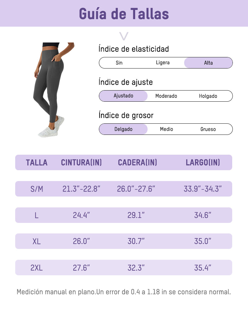 Leggings Deportivos con Control de Abdomen, Levantamiento de Glúteos y Bolsillos